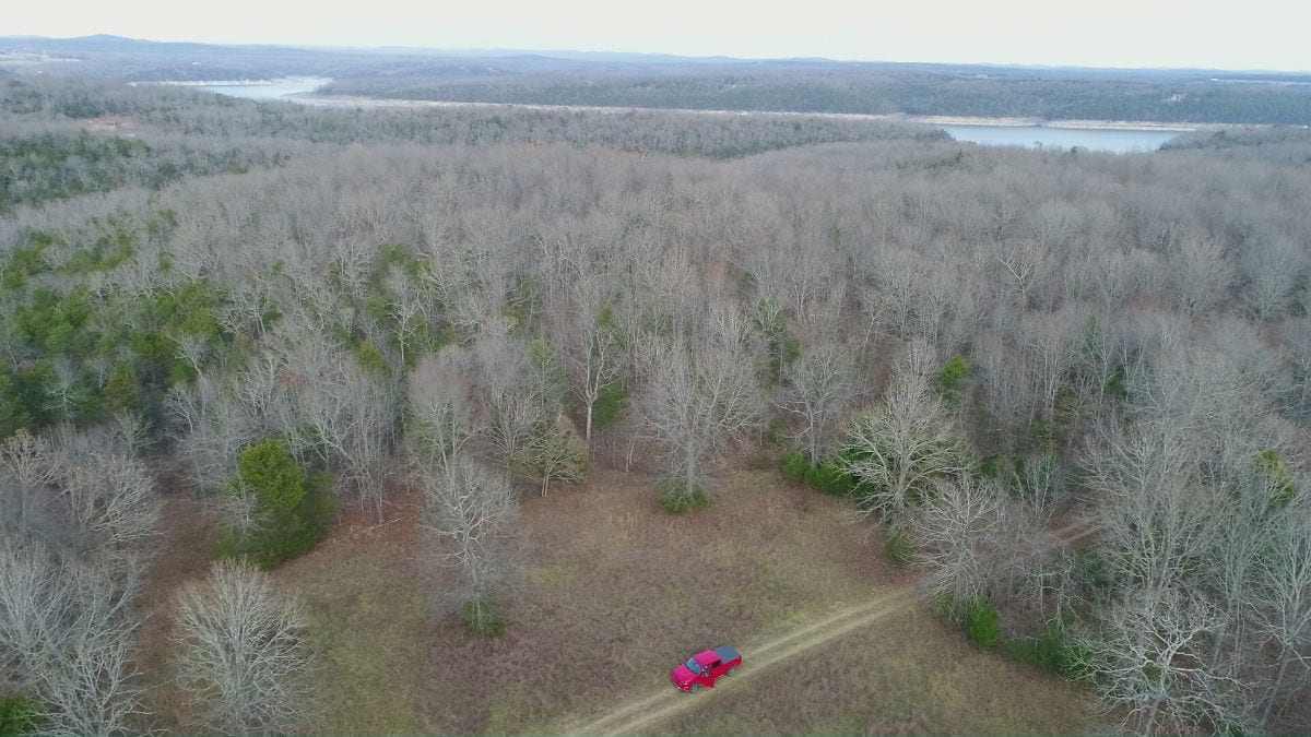 Aerial photo parked on the easement road looking over the property.